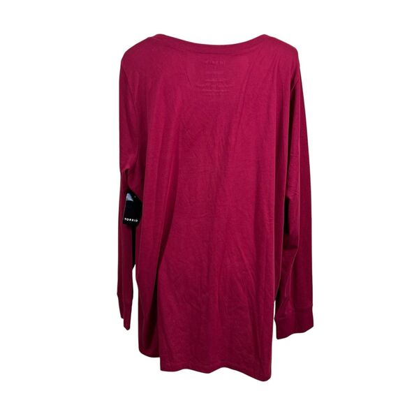 Torrid Dark Red Classic Fit T-Shirt Top  Long Sleeves Pullover Size 3(3X) causal - Picture 2 of 13